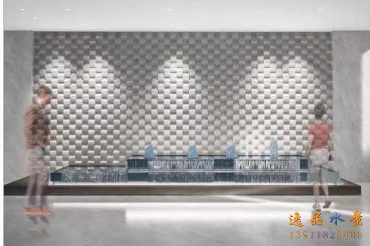 北京学校大堂水幕墙流水景观设计效果图
